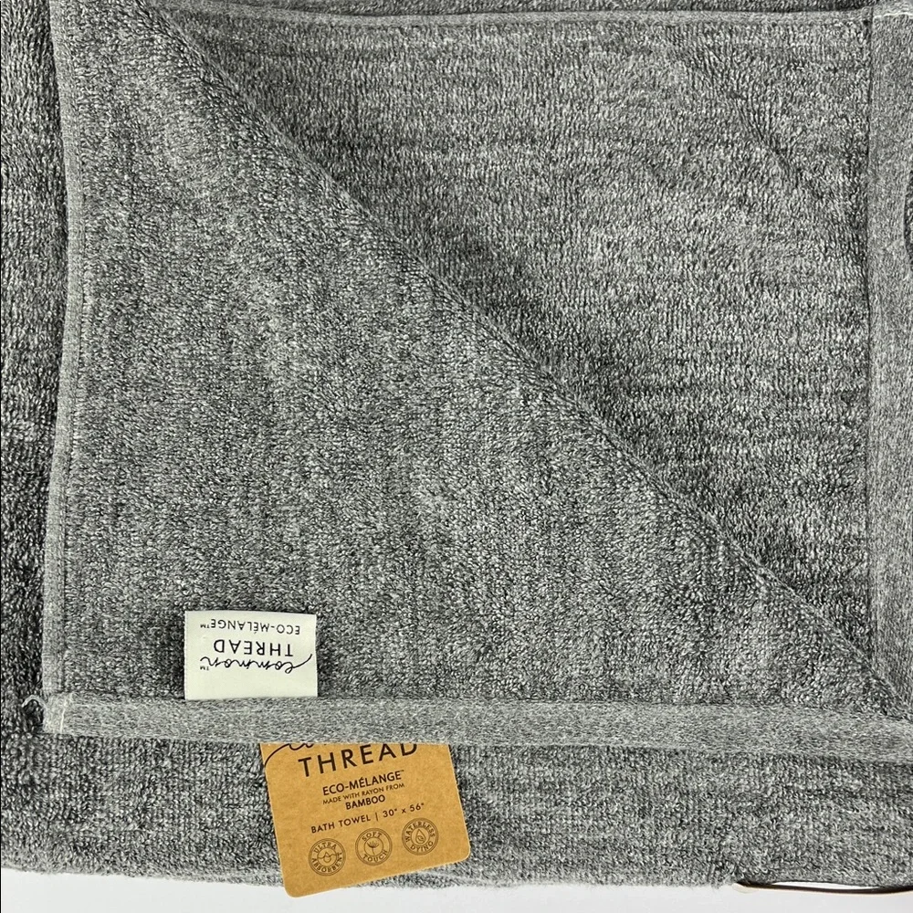 Common Thread Bamboo Bath Towel Set Dark Grey Eco Melange Cotton 9 Pc Set NEW